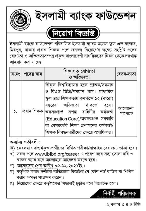 Islami Bank Foundation Job Circular 2021