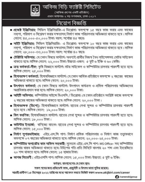 Akij Group Job Circular 2022